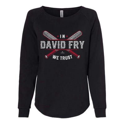 We Trust In David Fry Cleveland Baseball Womens California Wash Sweatshirt