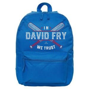 We Trust In David Fry Cleveland Baseball 16 in Basic Backpack