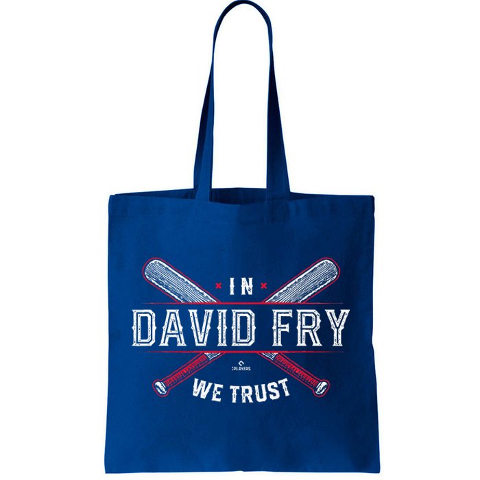 We Trust In David Fry Cleveland Baseball Tote Bag