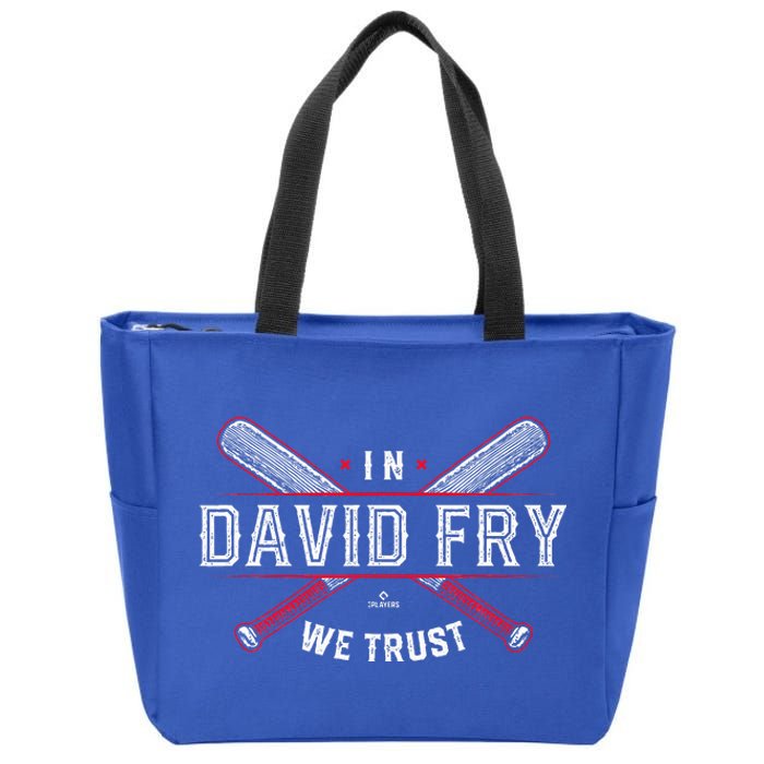 We Trust In David Fry Cleveland Baseball Zip Tote Bag