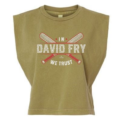 We Trust In David Fry Cleveland Baseball Garment-Dyed Women's Muscle Tee