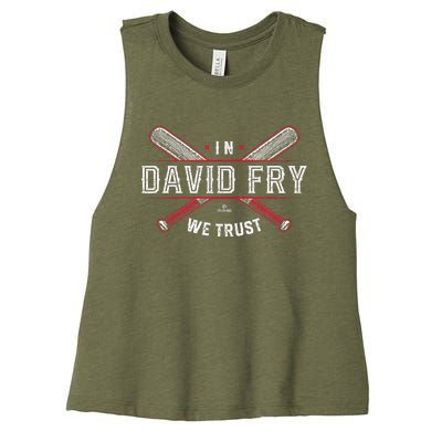 We Trust In David Fry Cleveland Baseball Women's Racerback Cropped Tank