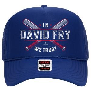 We Trust In David Fry Cleveland Baseball High Crown Mesh Back Trucker Hat