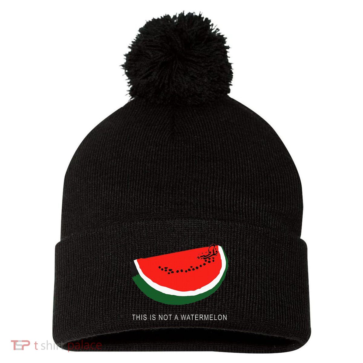 Watermelon This Is Not A Watermelon Palestine Collection Pom Pom 12in Knit Beanie