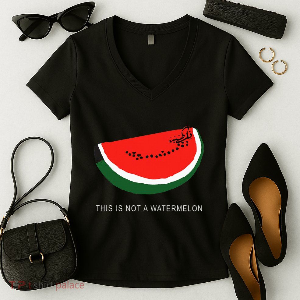 Watermelon This Is Not A Watermelon Palestine Collection Women's V-Neck T-Shirt