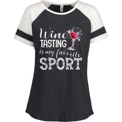 Wine Tasting Is My Favorite Sport Enza Ladies Jersey Colorblock Tee