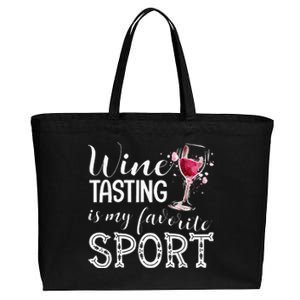 Wine Tasting Is My Favorite Sport Cotton Canvas Jumbo Tote