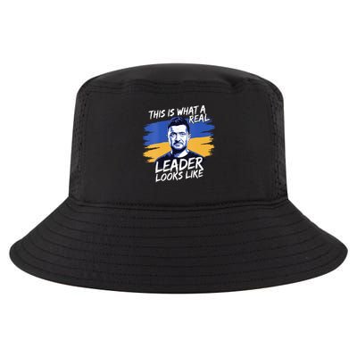 Womens This Is What A Real Leader Looks Like Support Zelensky Cool Comfort Performance Bucket Hat