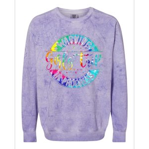 Warning Trip In Progress Trip Vacation Tie Dye Colorblast Crewneck Sweatshirt