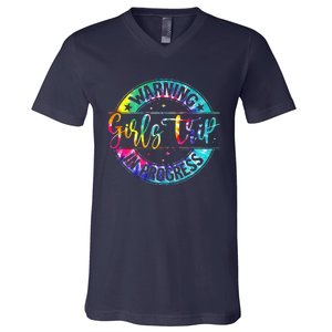 Warning Trip In Progress Trip Vacation Tie Dye V-Neck T-Shirt