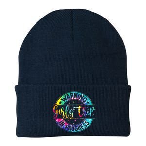 Warning Trip In Progress Trip Vacation Tie Dye Knit Cap Winter Beanie