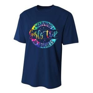 Warning Trip In Progress Trip Vacation Tie Dye Performance Sprint T-Shirt