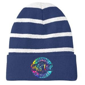 Warning Trip In Progress Trip Vacation Tie Dye Striped Beanie with Solid Band