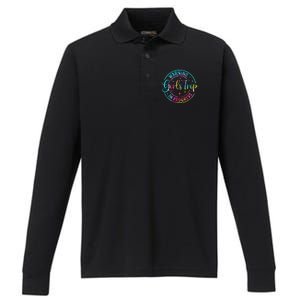 Warning Trip In Progress Trip Vacation Tie Dye Performance Long Sleeve Polo