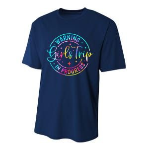 Warning Trip In Progress Trip Vacation Tie Dye Performance Sprint T-Shirt