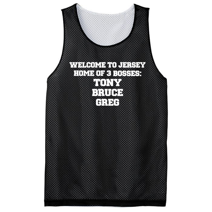 Welcome To Jersey Home Of 3 Bosses Tony Bruce Greg Mesh Reversible Basketball Jersey Tank