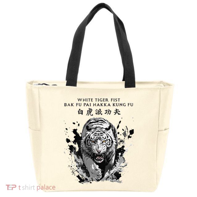 White Tiger Kung Fu Bak Fu Pai Zip Tote Bag