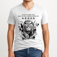 White Tiger Kung Fu Bak Fu Pai V-Neck T-Shirt