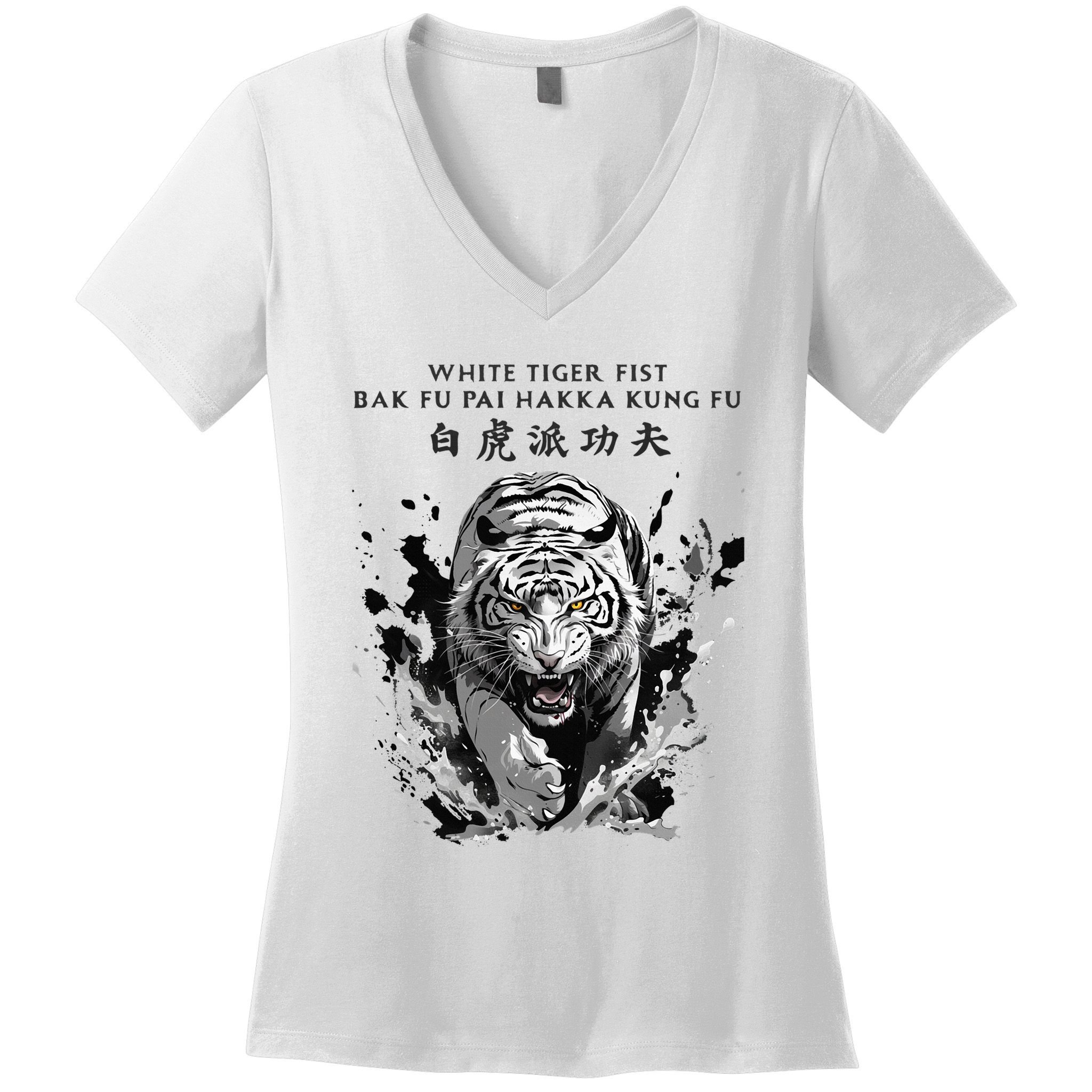 White Tiger Kung Fu Bak Fu Pai Women's V-Neck T-Shirt