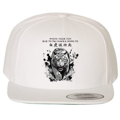 White Tiger Kung Fu Bak Fu Pai Wool Snapback Cap