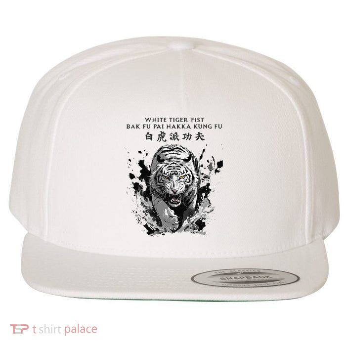 White Tiger Kung Fu Bak Fu Pai Wool Snapback Cap