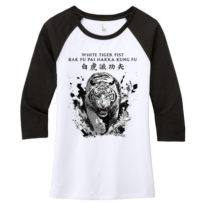White Tiger Kung Fu Bak Fu Pai Women's Tri-Blend 3/4-Sleeve Raglan Shirt