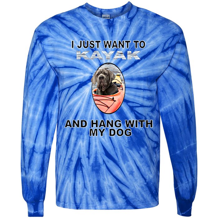 Want To Kayak Hang W Dog Neopolitan Mastiff Cool Gift Tie-Dye Long Sleeve Shirt