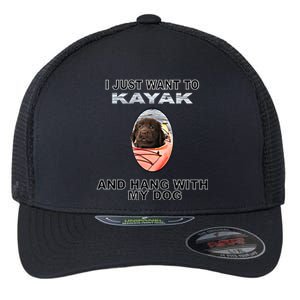 Want To Kayak Hang W Dog Retriever Flatcoated Gift Flexfit Unipanel Trucker Cap