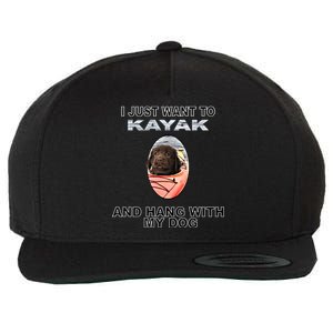 Want To Kayak Hang W Dog Retriever Flatcoated Gift Wool Snapback Cap