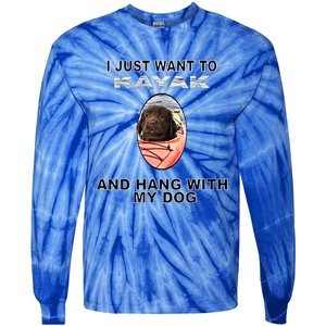 Want To Kayak Hang W Dog Retriever Flatcoated Gift Tie-Dye Long Sleeve Shirt