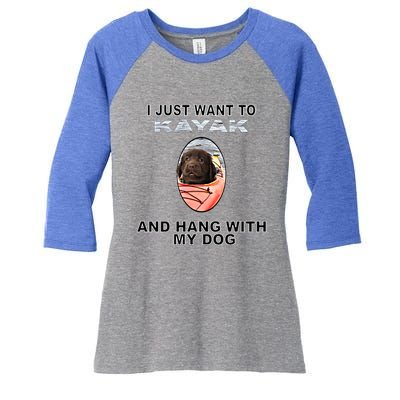 Want To Kayak Hang W Dog Retriever Flatcoated Gift Women's Tri-Blend 3/4-Sleeve Raglan Shirt