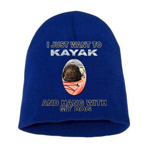 Want To Kayak Hang W Dog Retriever Flatcoated Gift Short Acrylic Beanie