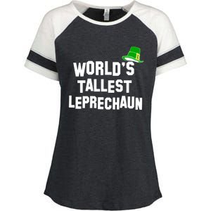 World's Tallest Leprechaun Funny Enza Ladies Jersey Colorblock Tee