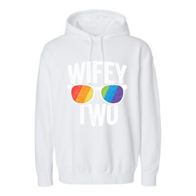 Wifey Two Lesbian Pride Lgbt Bride Couple Gift Garment-Dyed Fleece Hoodie