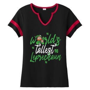 World’s Tallest Leprechaun Clover Shamrock St Patrick's Day Funny Gift Ladies Halftime Notch Neck Tee