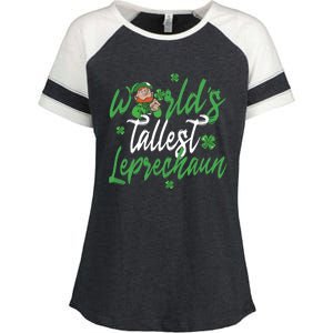 World’s Tallest Leprechaun Clover Shamrock St Patrick's Day Funny Gift Enza Ladies Jersey Colorblock Tee