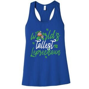 World’s Tallest Leprechaun Clover Shamrock St Patrick's Day Funny Gift Women's Racerback Tank