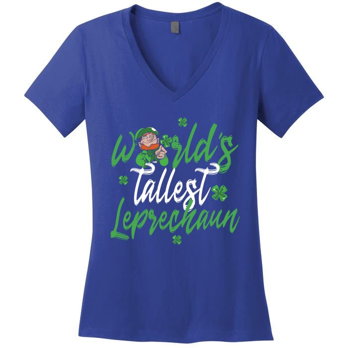 World’s Tallest Leprechaun Clover Shamrock St Patrick's Day Funny Gift Women's V-Neck T-Shirt