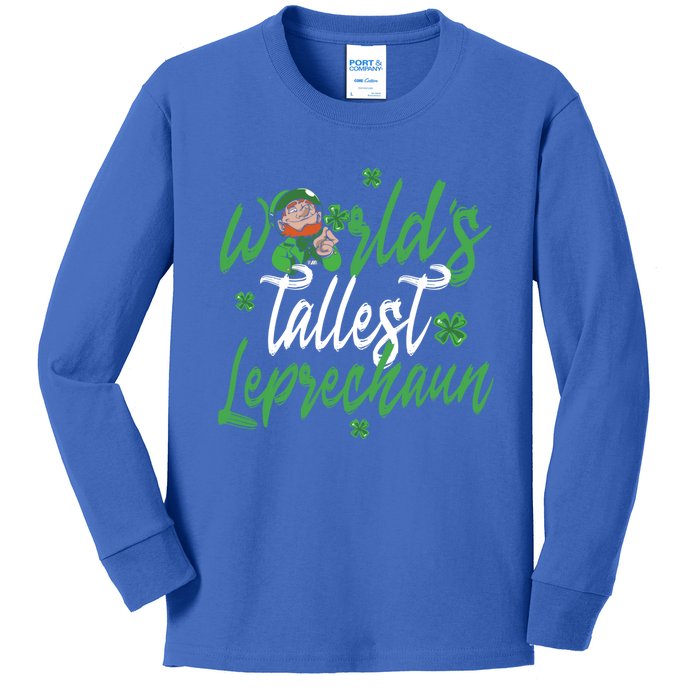 World’s Tallest Leprechaun Clover Shamrock St Patrick's Day Funny Gift Kids Long Sleeve Shirt