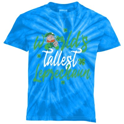 World’s Tallest Leprechaun Clover Shamrock St Patrick's Day Funny Gift Kids Tie-Dye T-Shirt