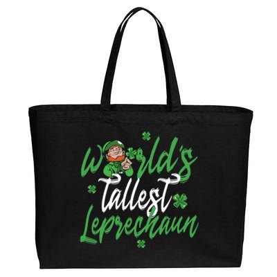 World’s Tallest Leprechaun Clover Shamrock St Patrick's Day Funny Gift Cotton Canvas Jumbo Tote