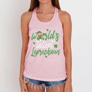 World’s Tallest Leprechaun Clover Shamrock St Patrick's Day Funny Gift Women's Knotted Racerback Tank