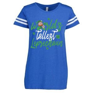 World’s Tallest Leprechaun Clover Shamrock St Patrick's Day Funny Gift Enza Ladies Jersey Football T-Shirt