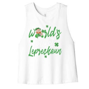 World’s Tallest Leprechaun Clover Shamrock St Patrick's Day Funny Gift Women's Racerback Cropped Tank