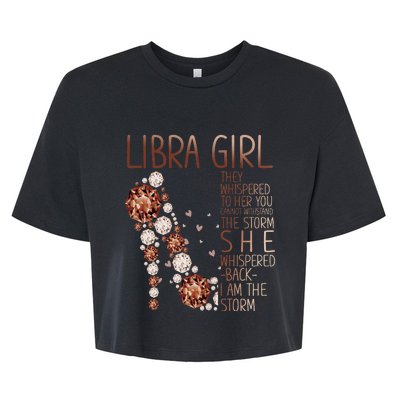 Wo Th Libra Birthday High Heels Costume Black Woman Bella+Canvas Jersey Crop Tee