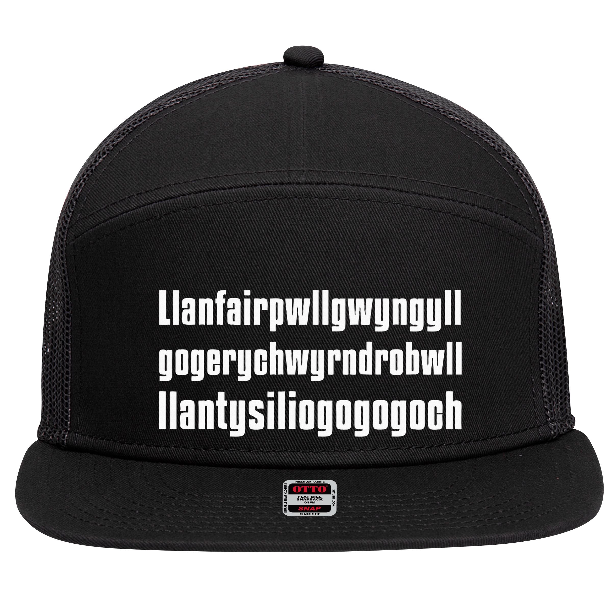 Welsh Town Long Name Gifts Funny Wales 7 Panel Mesh Trucker Snapback Hat