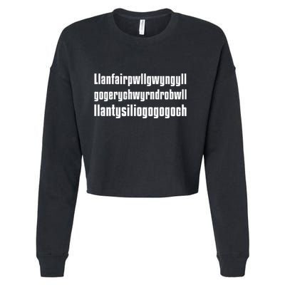 Welsh Town Long Name Gifts Funny Wales Cropped Pullover Crew
