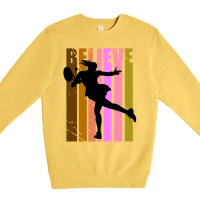 Wo Tennis Lover Player Plays Tennis Court Match Cool Great Gift Premium Crewneck Sweatshirt