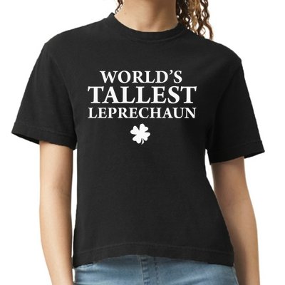 WorldS Tallest Leprechaun Clover Funny St Patricks Day Comfort Colors Boxy T-Shirt