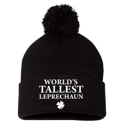 WorldS Tallest Leprechaun Clover Funny St Patricks Day Pom Pom 12in Knit Beanie